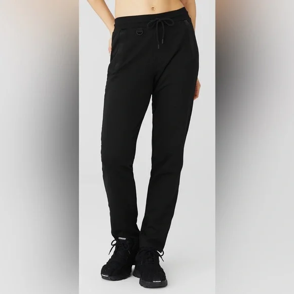 NWT Alo Yoga Nomadic Sweatpants in Black Front & Back Pockets Size S - Picture 2 of 16